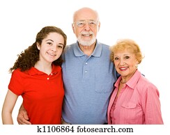 adolescente, con, abuelos