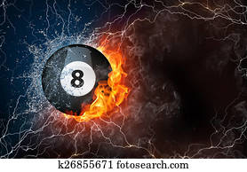 Billiard ball in fire and water Billiard ball in fire and water