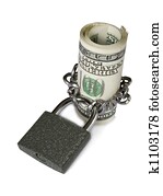 Dollars locked a chain