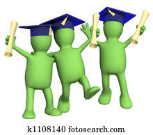 Happy friends schoolfellows with diplomas