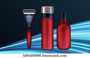 mock up illustration male grooming kit on abstract background mock up illustration male grooming kit on abstract background