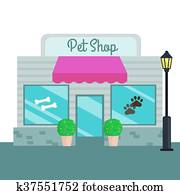 Pet Shops and stores front flat style. Vector illustration Pet Shops and stores front flat style. Vector illustration