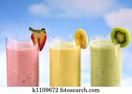 sortido, fruta, smoothies