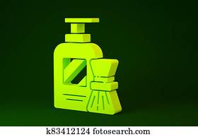 Yellow Shaving gel foam and brush icon isolated on green background. Shaving cream. Minimalism concept. 3d illustration 3D render Yellow Shaving gel foam and brush icon isolated on green background. Shaving cream. Minimalism concept. 3d illustration 3D render