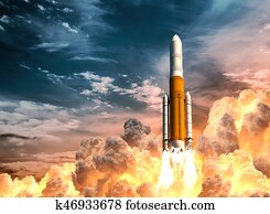 כבד, רקטה משגרת, ב, ה, רקע, של, שמיים מעוננים