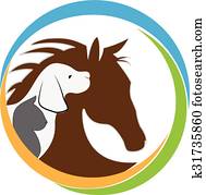 כלב, חתול, ו, סוס, לוגו