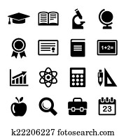 educación, iconos, set., vector