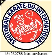 Karate shotokan tiger. Reb emblem Budo, Japan Karate shotokan tiger. Reb emblem Budo, Japan