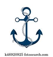 schiffsanker, mit, chain., vektor, symbol, marine, thema schiffsanker, mit, chain., vektor, symbol, marine, thema