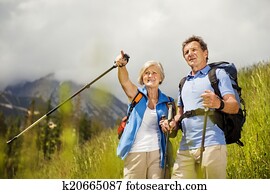 Senior couple hiking Senior couple hiking