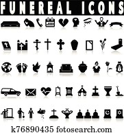 Simple death and funeral icons set Simple death and funeral icons set