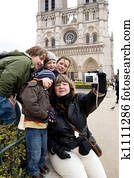Tourists near Notre Dame de Paris