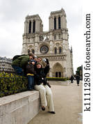 Tourists near Notre Dame de Paris