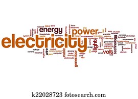 électricité, mot, nuage