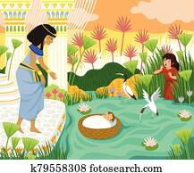 תינוק, מושה, מצא, על ידי, פרעוים, ילדה