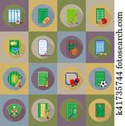court playground stadium and field for sports games flat icons illustration court playground stadium and field for sports games flat icons illustration