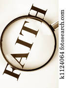 schlagzeile, glaube, und, vergrößerungsglas