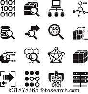 Data mining Technology , Data Transfer , Data warehouse analysis icon set Data mining Technology , Data Transfer , Data warehouse analysis icon set