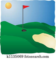 ensolarado, campo golfe ensolarado, campo golfe