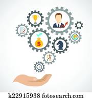 estrategia de la corporación mercantil, planificación, icono, plano