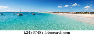 Panoramic view of Santa Maria beach in Sal Cape Verde - Cabo Ver