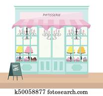 Bakery store architectural facade Vector illustration template Bakery store architectural facade Vector illustration template