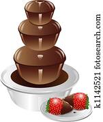 Chocolate fountain and Strawberries Chocolate fountain and Strawberries