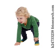 förtjusande, blond, baby, uppe stå