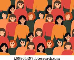 International Women s Day 8 March. Vector illustration with women of different nationalities and cultures. Fight for freedom, independence, equality. Vector illustration