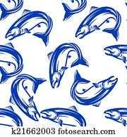 lachs, fische, seamless, muster lachs, fische, seamless, muster