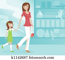 Mom and Daughter Shopping Mom and Daughter Shopping