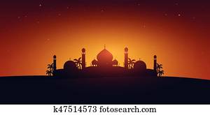 ramadan, kareem., ramadan, mubarak., דש, card., ערבי, night.