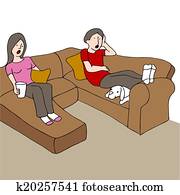 Surprised Couple On Couch