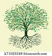 Tree of life green round flowers Tree of life green round flowers