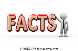 3d businessman standing with facts