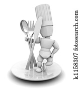 Chef with cutlery Chef with cutlery