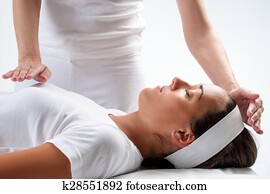 mulher, em, reiki, session.
