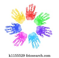 mãos, de, crianças, em, escola