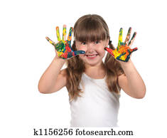 peint, mains, prêt, faire, main imprime