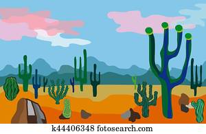 wüste, landschaft., vektor, illustration. wüste, landschaft., vektor, illustration.