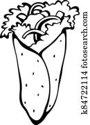 עוף, טורטיה, עטוף, דוגמה