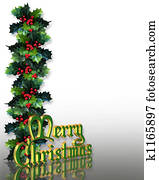 Christmas Holly Border 3D Christmas Holly Border 3D
