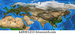 Eurasia - High resolution map of Europe and Asia