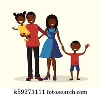 Father, mother, son and daughter. African-American family.