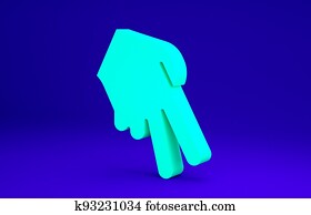 Green Baseball glove icon isolated on blue background. Minimalism concept. 3d illustration 3D render