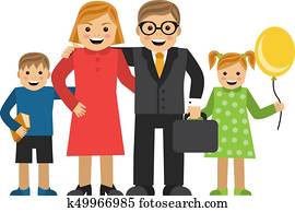 Happy cartoon family