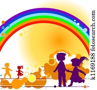 Kids and rainbow Kids and rainbow