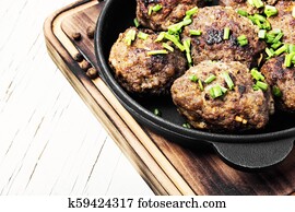 Meatballs in cast iron skillet
