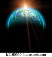 rising sun and planet illustration rising sun and planet illustration