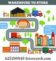 Warehouse To Store Concept Warehouse To Store Concept